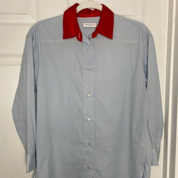 Sandro Paris Stripped Button Up Shirt Top Sz S - Picture 11 of 12